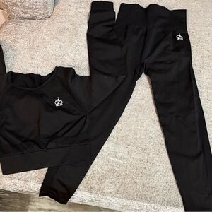 Women's Black Track Pants & Crop Top Set